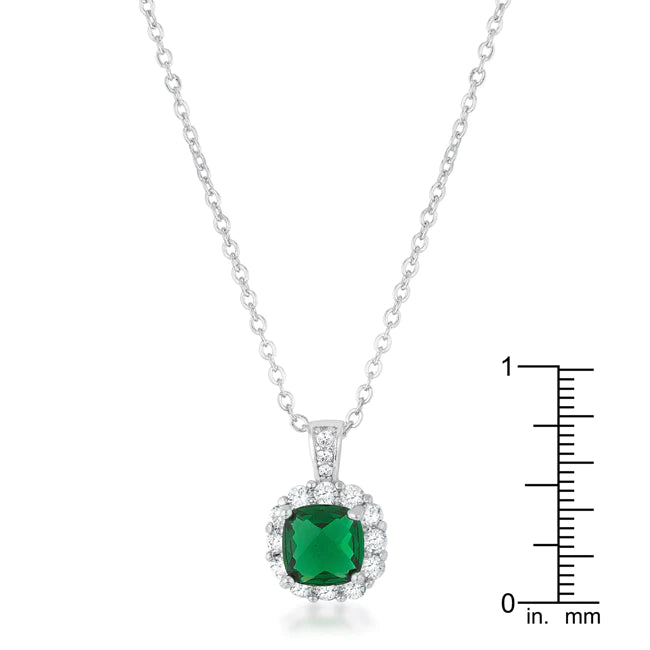 2.6ct Simulated Emerald and Cubic Zirconia Pendant Necklace