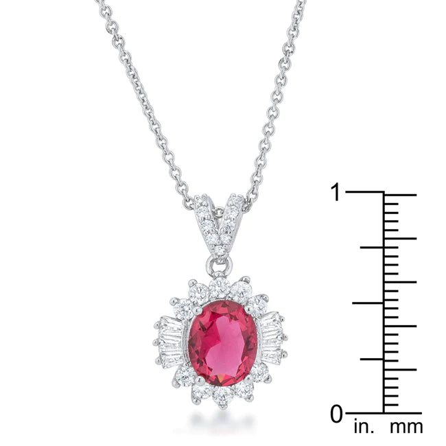 3.2ct Imitation Ruby  with Cubic Zirconia  Drop Necklace