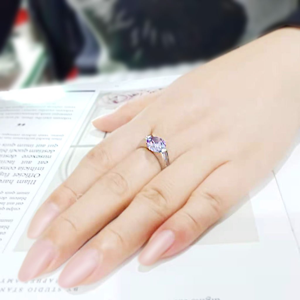Round Amethyst Cubic Zirconia Solitaire Ring