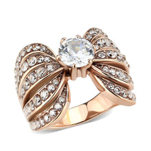 2.5ct. Rose Gold Cubic Zirconia Bow Ring in Stainless Steel
