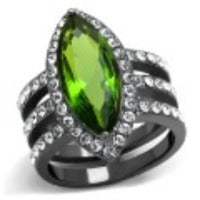 7 ct. Marquise Cut Synthetic Peridot  Black Stainless Steel Ring