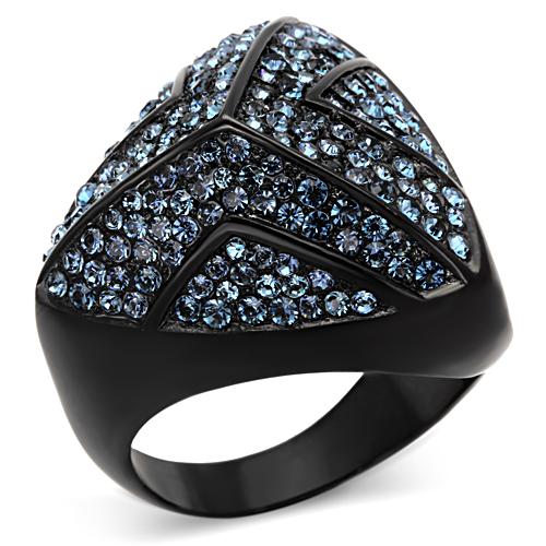 Cobalt Black Cluster Ring with Top Grade Crystal in Montana
