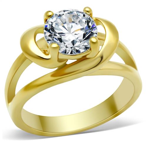 Women's 14k Gold Plated Round Cut Cubic Zirconia Engagement Ring