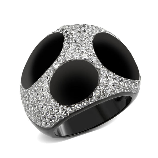 Prismatic Promise Black Stainless Steel Ring With Cubic Zirconia