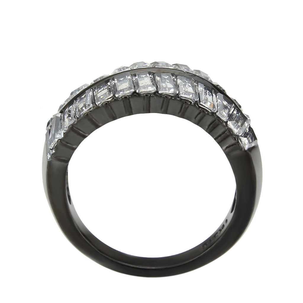 Cobalt Black Stainless Steel Baguette Ring for Women.