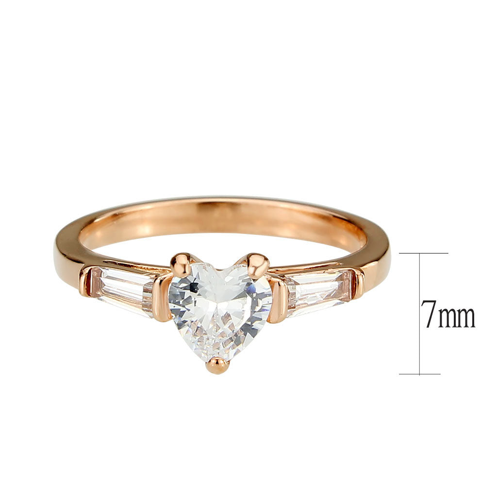 Minimalist Rose Gold Heart Shaped Cubic Zirconia Ring