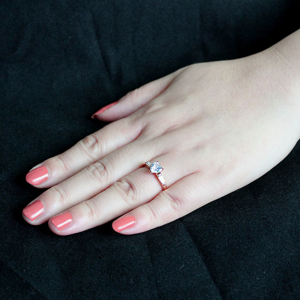 Minimalist Rose Gold Heart Shaped Cubic Zirconia Ring