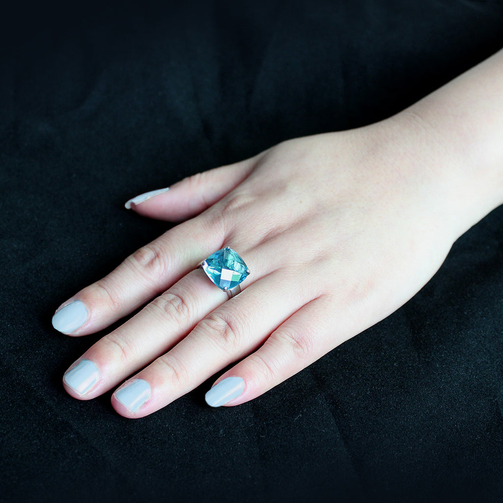 DRE Blue Women's Solitaire Ring with Lab Created Center Stone!