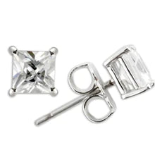3.24 TCW Princess-Cut Cubic Zirconia Stud Earrings