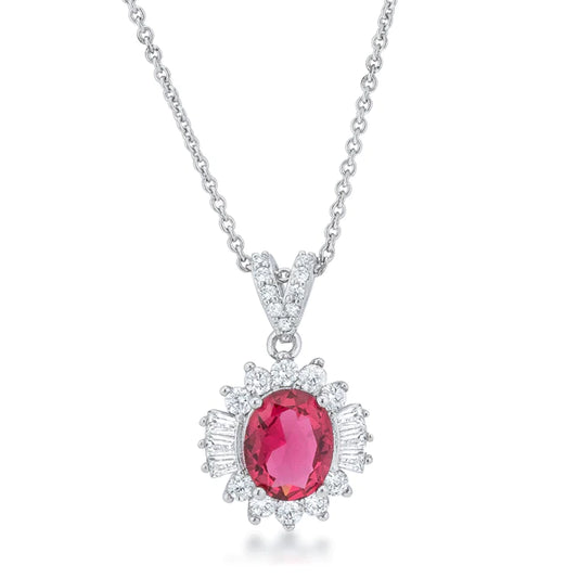 3.2ct Imitation Ruby  with Cubic Zirconia  Drop Necklace