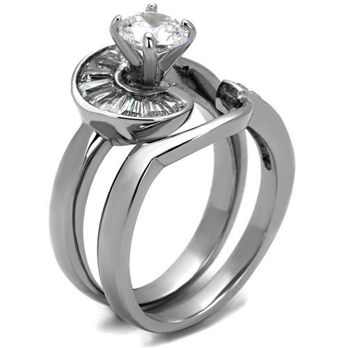 1.38 Ct. Round & Baguette Cubic Zirconia Wedding  Ring