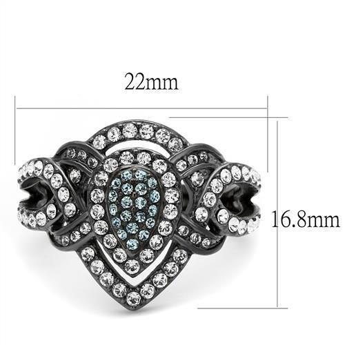 Aqua Crystal Stainless Steel  Cocktail Ring