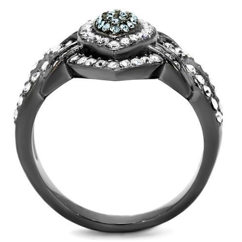 Aqua Crystal Stainless Steel  Cocktail Ring