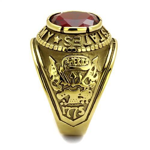 Gold U. S Army Ring for Men with Synthetic Siam Stone
