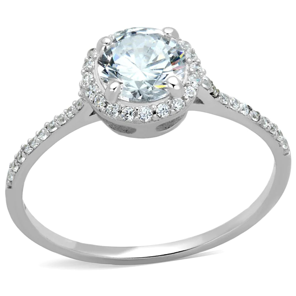 1.75 TCW Round Cubic Zirconia Halo Engagement Ring in Rhodium over Sterling Silv
