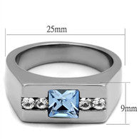 1.68Ct Aquamarine Princess Cut Ring for Men in Stainless Steel