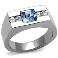 1.68Ct Aquamarine Princess Cut Ring for Men in Stainless Steel