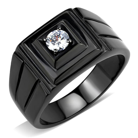 Men's 1ct Cubic Zirconia Solitaire Ring in Black