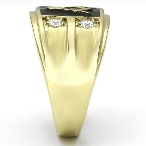 14k Gold Plated Masonic Insignia Ring in Stainless Steel