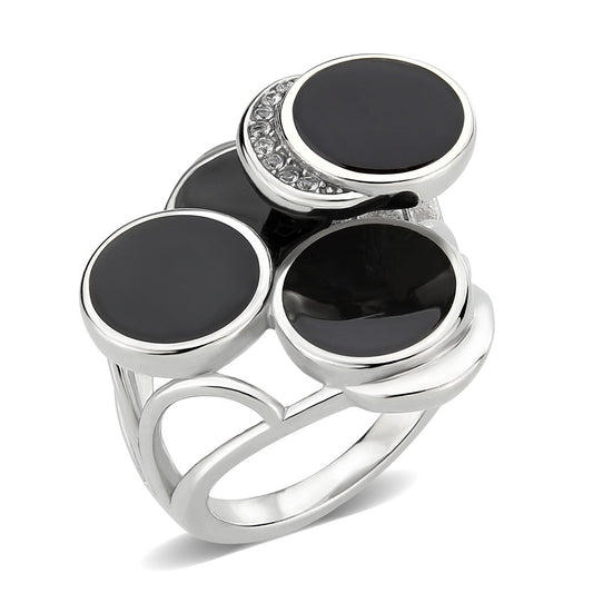 Women's Black Enamel Disc Ring